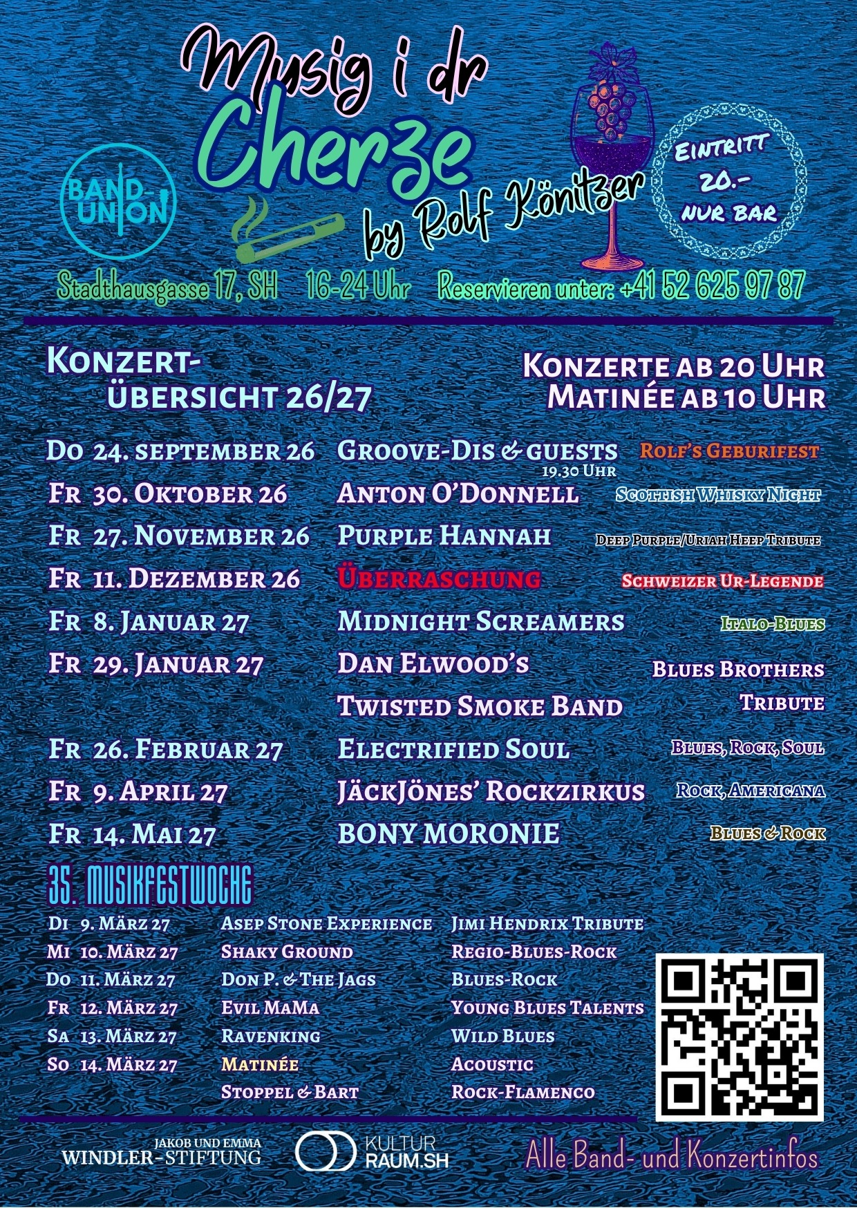 Programm Musig i dr Cherze Saison 2026 und 2027